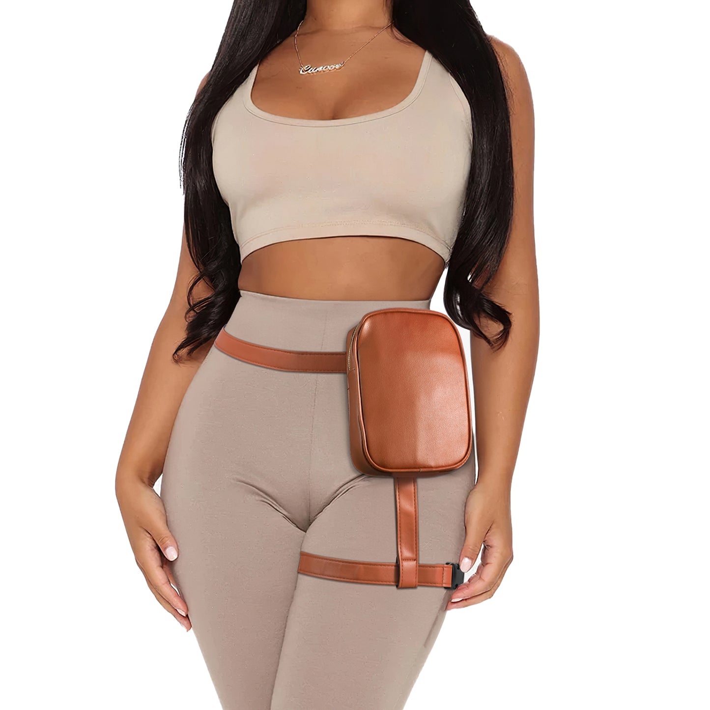 SUOSDEY Thigh Harness Leg Bag Fanny Pack for Women Leather Hip Bag