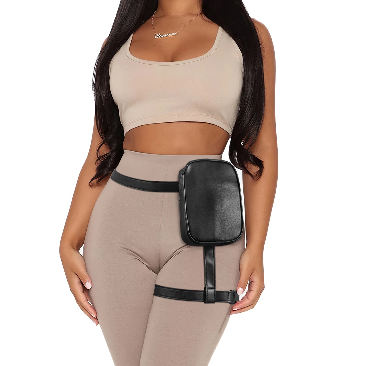 SUOSDEY Thigh Harness Leg Bag Fanny Pack for Women Leather Hip Bag