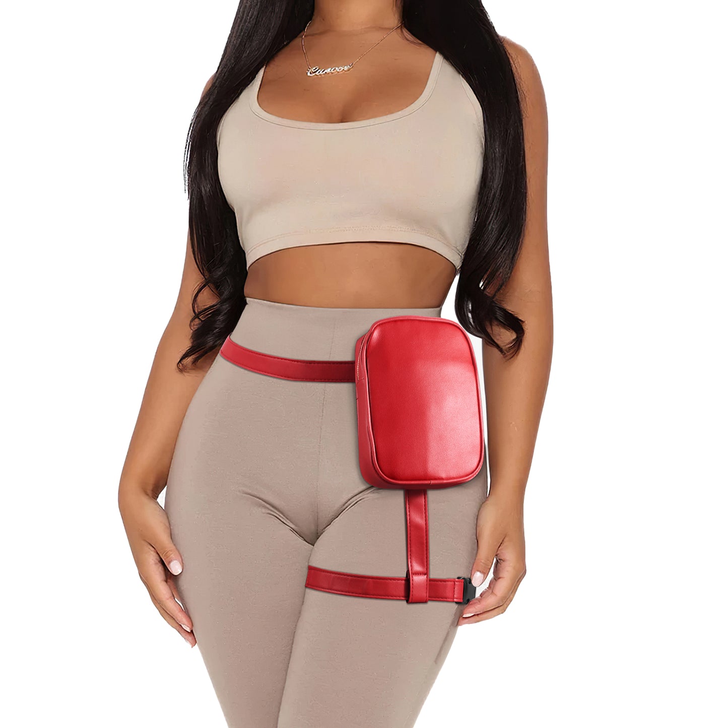 SUOSDEY Thigh Harness Leg Bag Fanny Pack for Women Leather Hip Bag