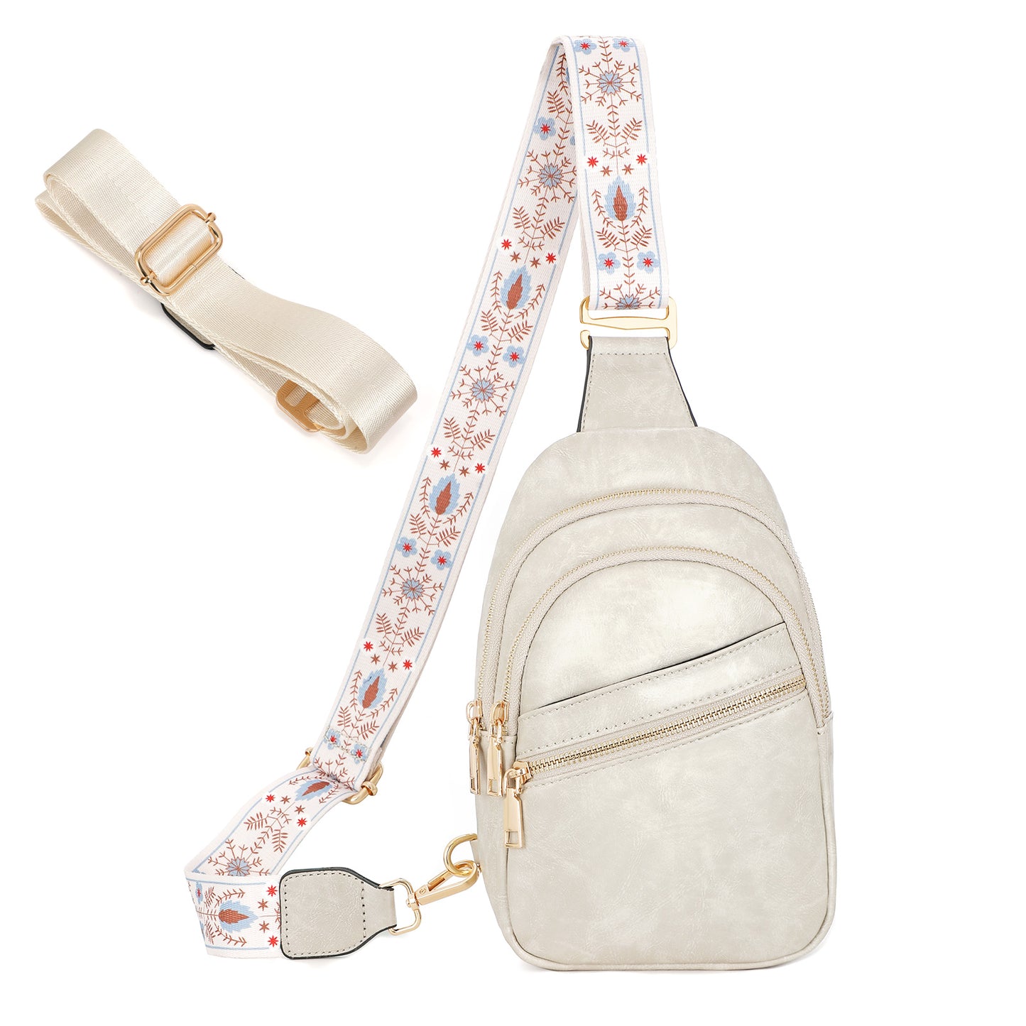 SUOSDEY 5Colors Sling Bag for Women PU Leather Chest Bag for Traveling Hiking Cycling