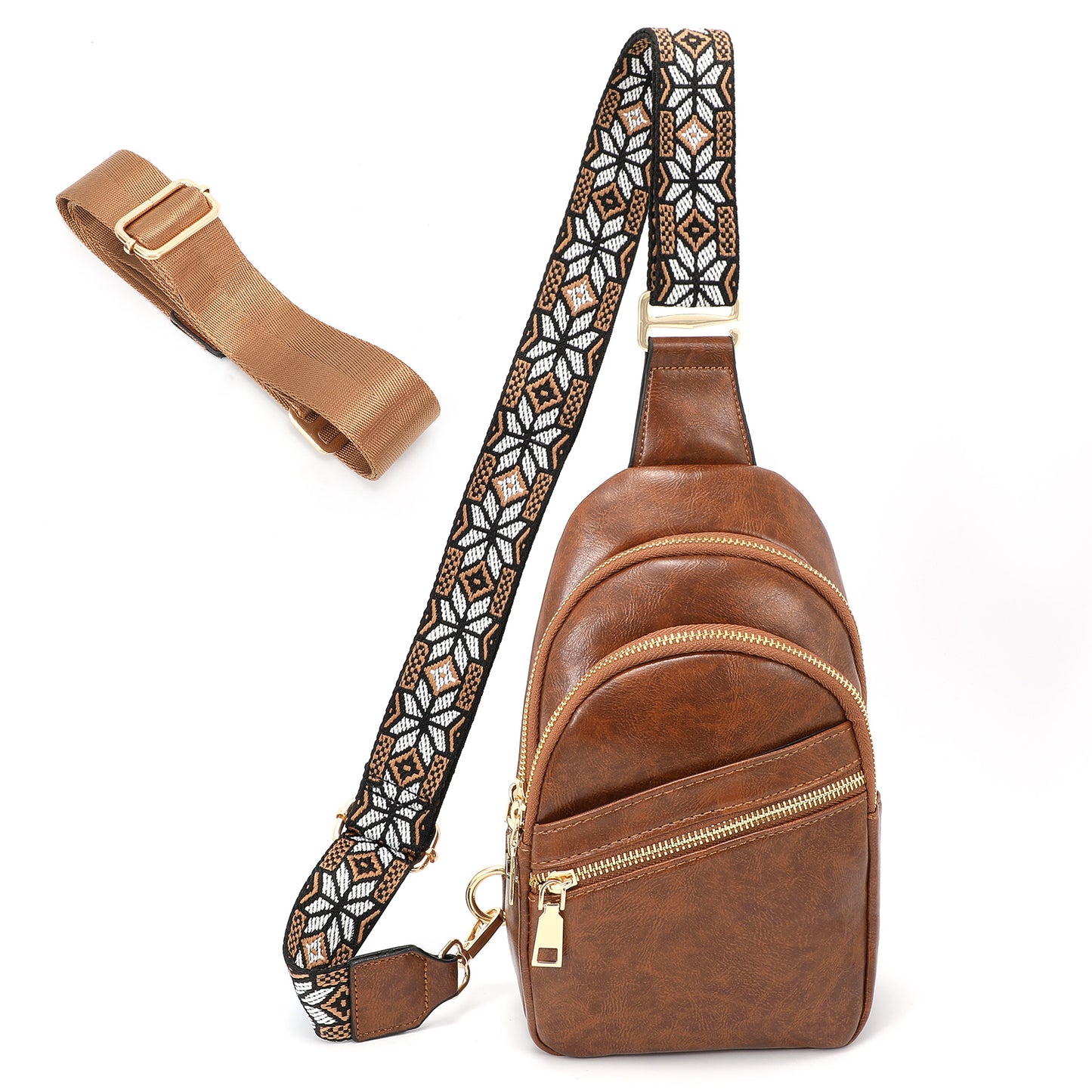 SUOSDEY 5Colors Sling Bag for Women PU Leather Chest Bag for Traveling Hiking Cycling