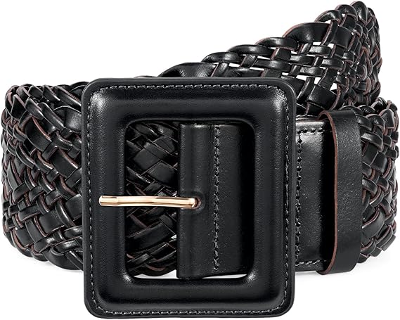 SUOSDEY Women Wide Belts for Dresses,Ladies Woven Leather Waist Belt
