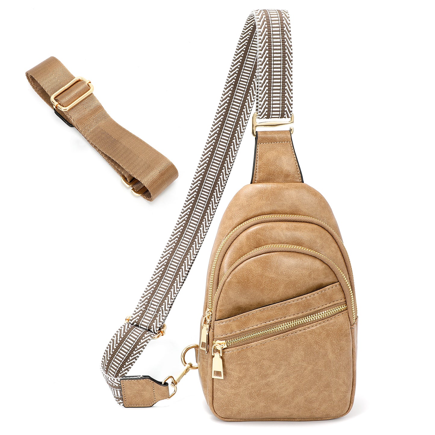 SUOSDEY 5Colors Sling Bag for Women PU Leather Chest Bag for Traveling Hiking Cycling