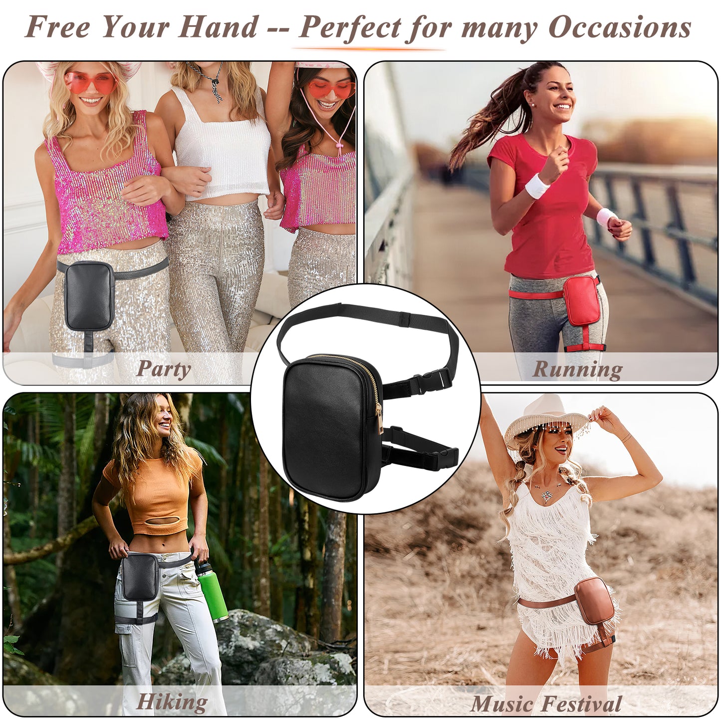 SUOSDEY Thigh Harness Leg Bag Fanny Pack for Women Leather Hip Bag