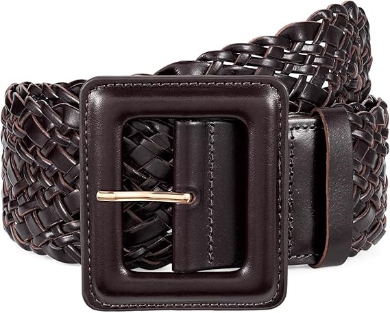 SUOSDEY Women Wide Belts for Dresses,Ladies Woven Leather Waist Belt