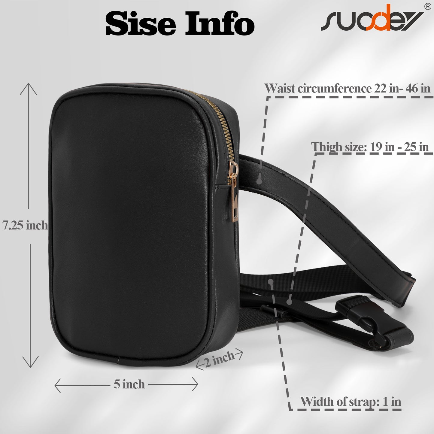 SUOSDEY Thigh Harness Leg Bag Fanny Pack for Women Leather Hip Bag