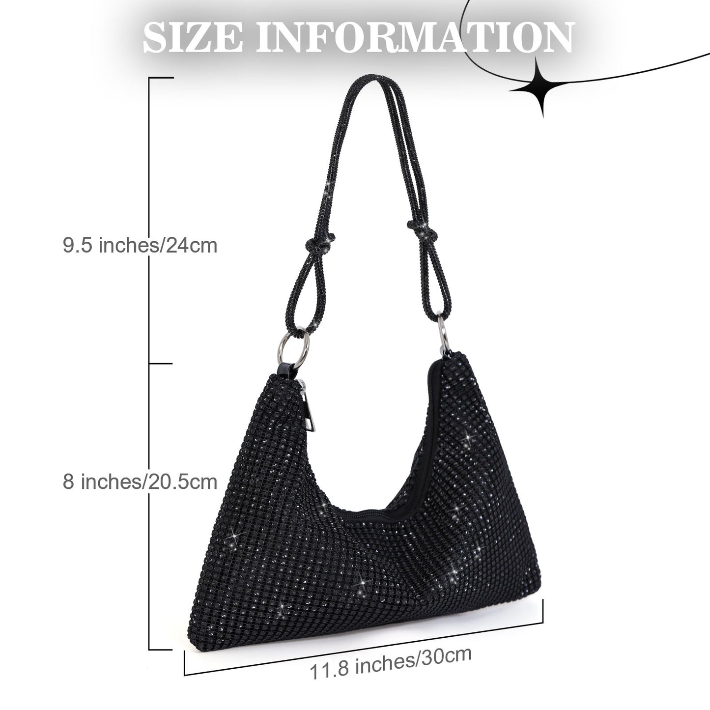 SUOSDEY Women's Rhinestone Evening Bag Sparkly Shoulder Bag for Party Wedding