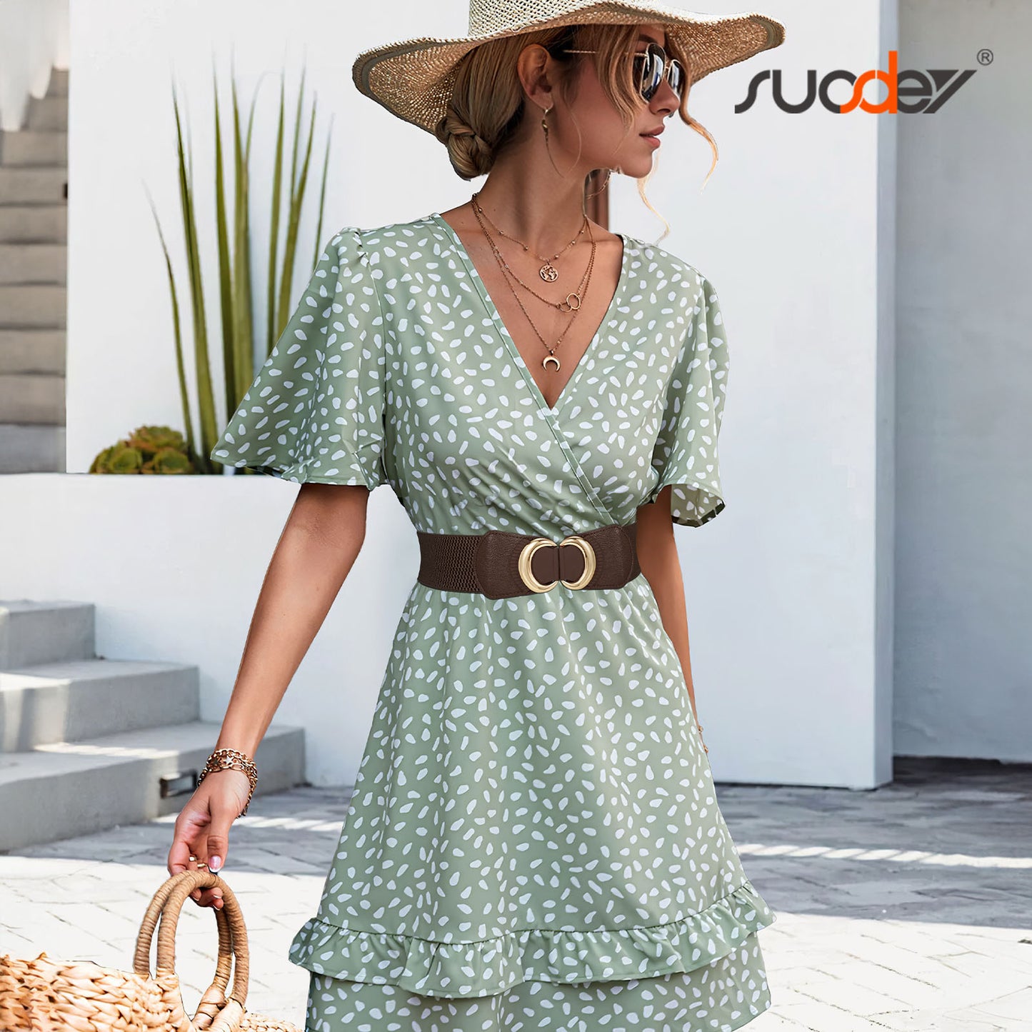 SUOSDEY Women Wide Waist Belt Fashion Elastic Belt for Dresses Stretchy Belt 2/3/4 Pack