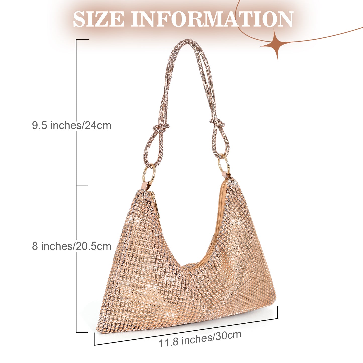 SUOSDEY Women's Rhinestone Evening Bag Sparkly Shoulder Bag for Party Wedding