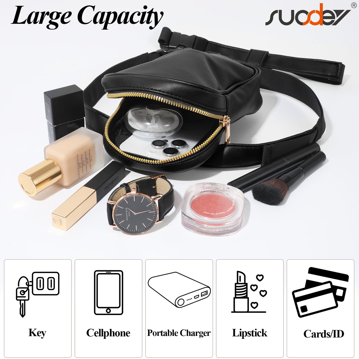 SUOSDEY Thigh Harness Leg Bag Fanny Pack for Women Leather Hip Bag