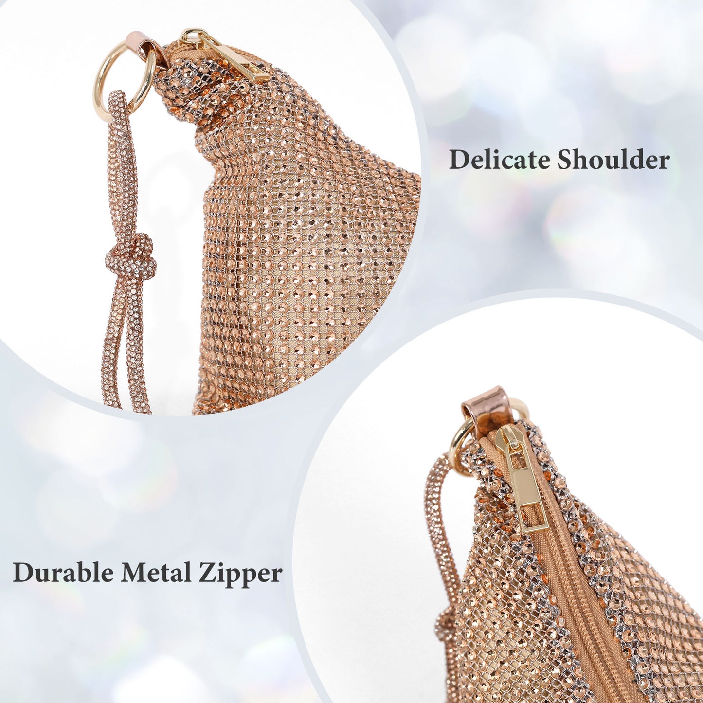 SUOSDEY Women's Rhinestone Evening Bag Sparkly Shoulder Bag for Party Wedding