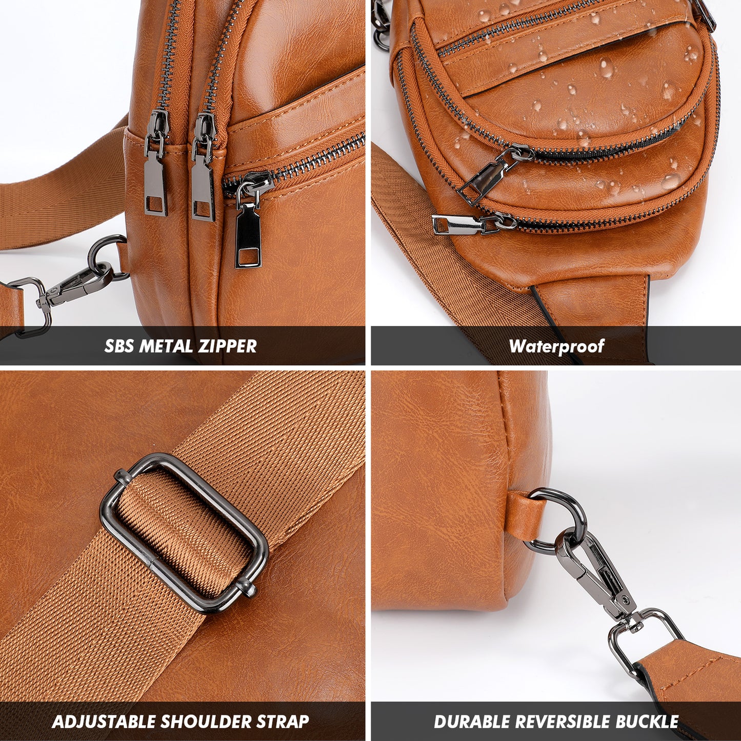 SUOSDEY 5Colors Sling Bag for Women PU Leather Chest Bag for Traveling Hiking Cycling