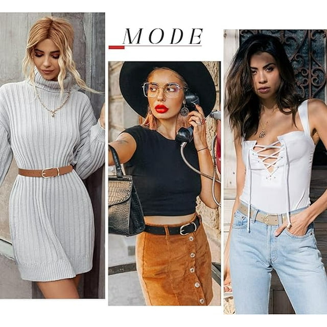 SUOSDEY Casual Belts for Women Leather Waist Belt for Dress Jeans Pants 3pack