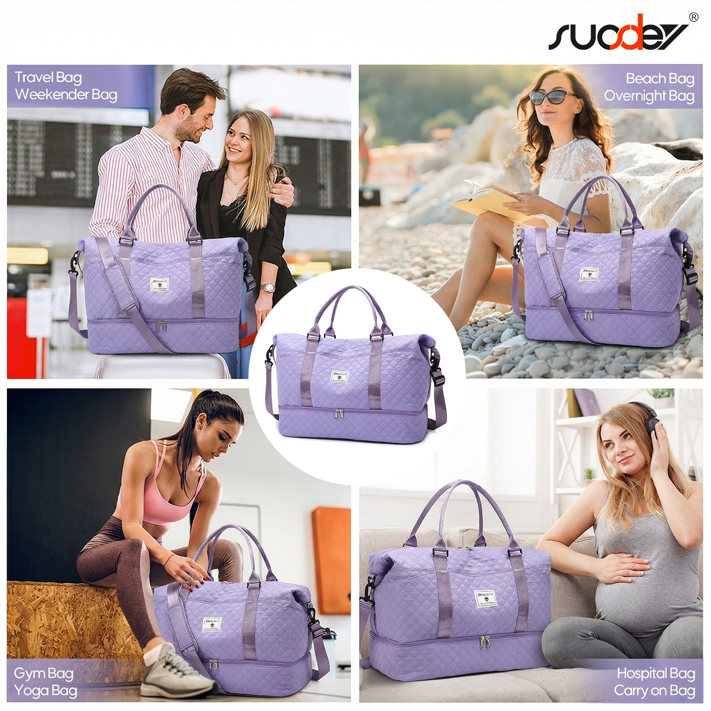 SUOSDEY Overnight Duffle Bag for Travel,Weekender Bags with Shoes Compartment,Hospital Bag for Labor and Delivery,Carry On Bag for Women,Travel,Gym,Weekend