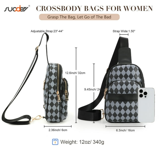 SUOSDEY Sling Bag for Women Fashionable Small Crossbody Checkered Belt Shoulder Backpack Christmas Gifts