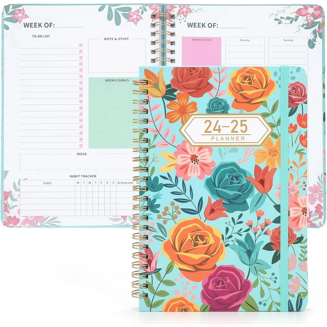 SUOSDEY 2024-2025 Undated Weekly Planner,Hardcover Notebook with Flower