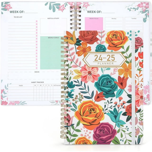 SUOSDEY 2024-2025 Undated Weekly Planner,Hardcover Notebook with Flower