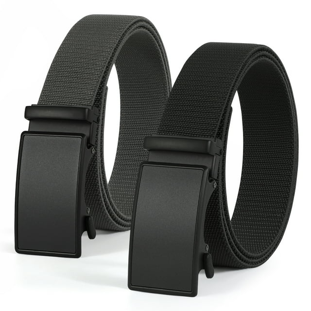 SUOSDEY 2Pack Men's Nylon Belt with Plastic Buckle for Outdoor Work and Activities