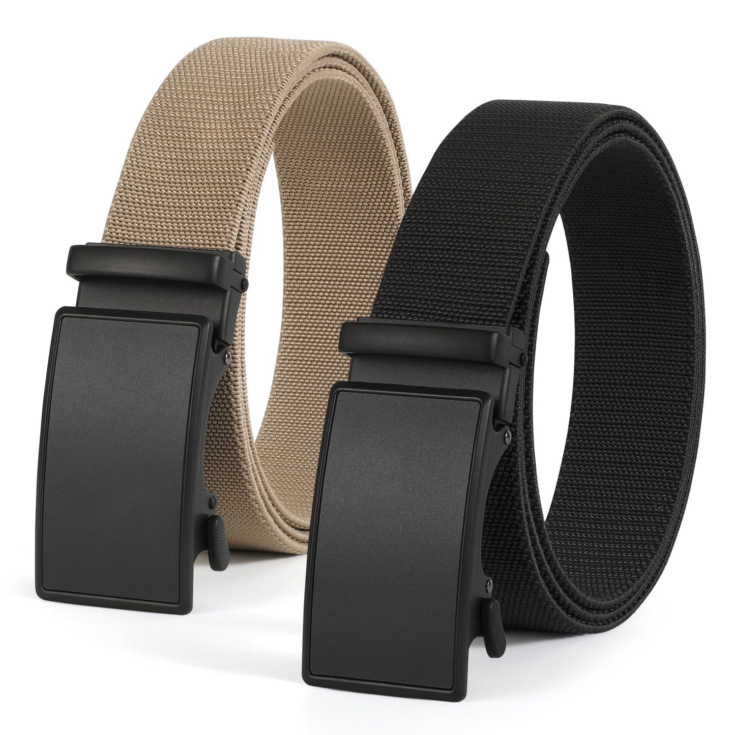 SUOSDEY 2Pack Men's Nylon Belt with Plastic Buckle for Outdoor Work and Activities