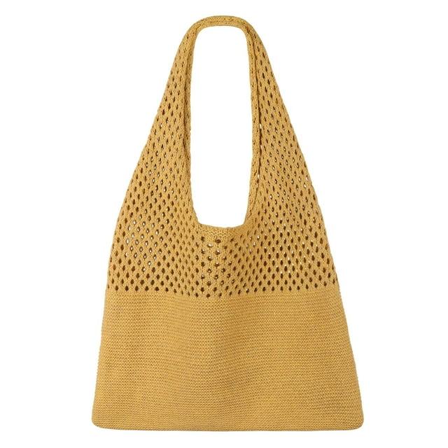 SUOSDEY Beach Tote Bag for Women, Crochet Boho Tote Bag Aesthetic Mesh Shoulder Bag for Summer Vacation