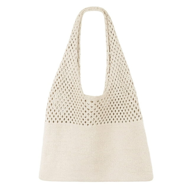 SUOSDEY Beach Tote Bag for Women, Crochet Boho Tote Bag Aesthetic Mesh Shoulder Bag for Summer Vacation