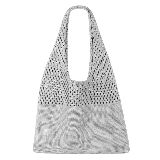 SUOSDEY Beach Tote Bag for Women, Crochet Boho Tote Bag Aesthetic Mesh Shoulder Bag for Summer Vacation