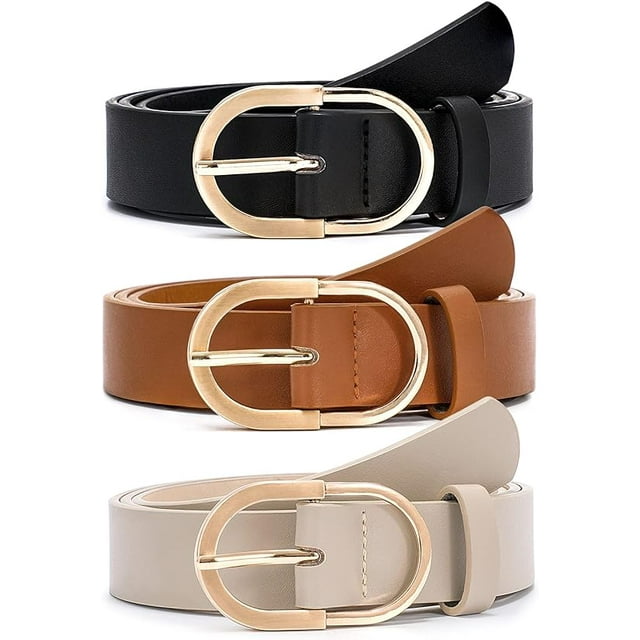SUOSDEY Casual Belts for Women Leather Waist Belt for Dress Jeans Pants 3pack