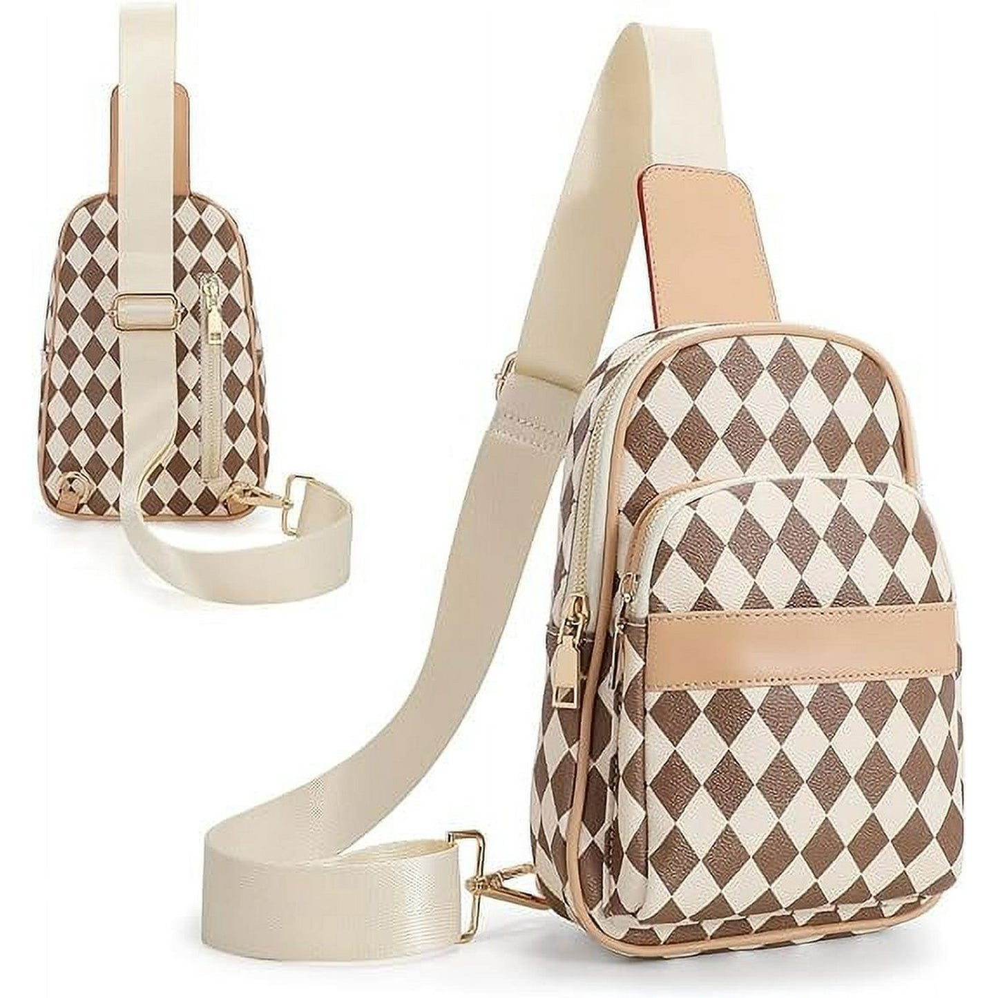 SUOSDEY Sling Bag for Women Fashionable Small Crossbody Checkered Belt Shoulder Backpack Christmas Gifts