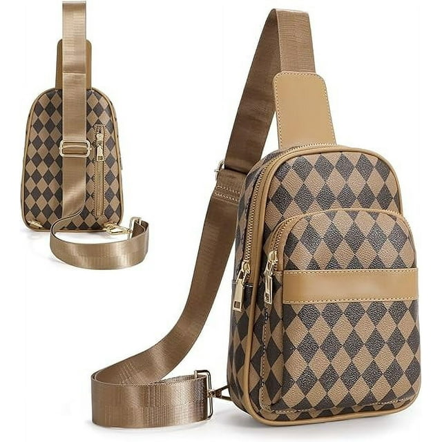 SUOSDEY Sling Bag for Women Fashionable Small Crossbody Checkered Belt Shoulder Backpack Christmas Gifts