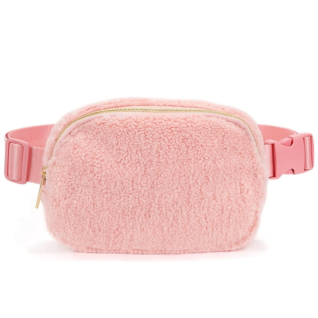 SUOSDEY Women Fleece Belt Bag Adjustable Fanny Pack Crossbody Bag For Travel, Running