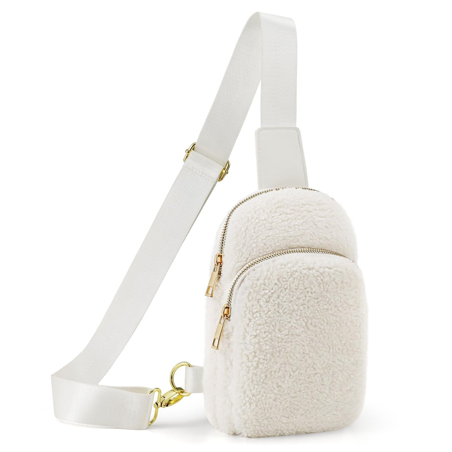 SUOSDEY Women Fleece Belt Bag Sherpa Sling Crossbody Bag For Travel, Running