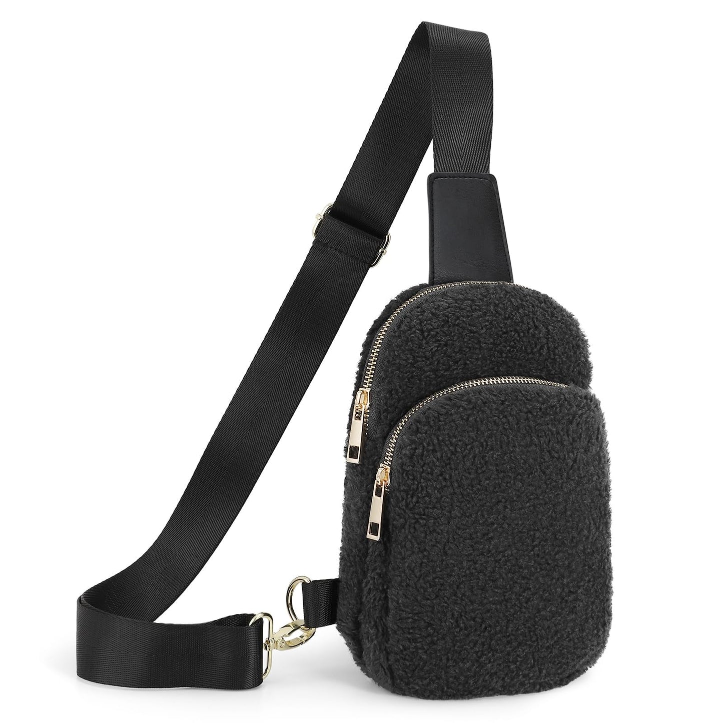 SUOSDEY Women Fleece Belt Bag Sherpa Sling Crossbody Bag For Travel, Running