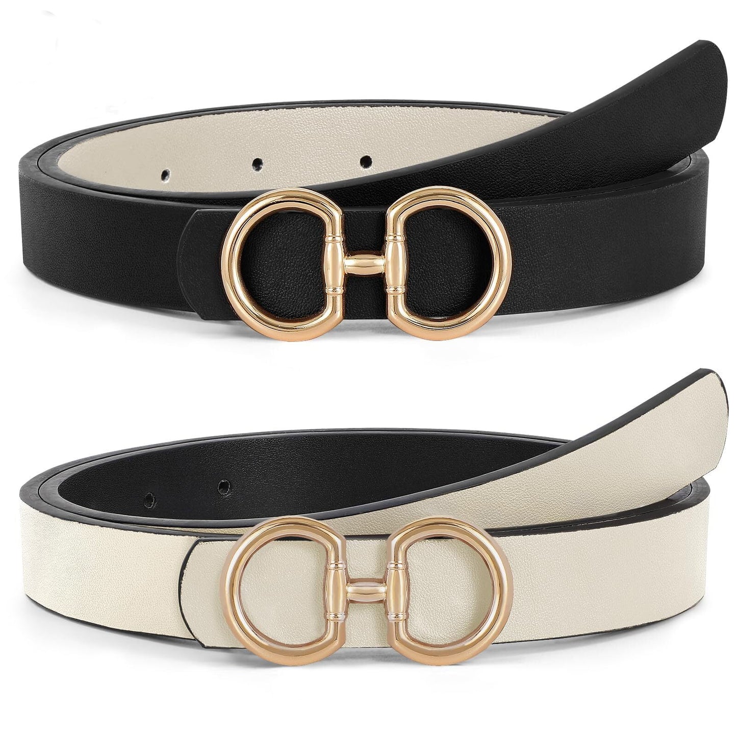 SUOSDEY Women Reversible Leather Belt for Jeans Pants Fashion Ladies Belt with Gold Buckle