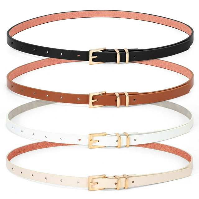 Women Skinny Leather Belt,Thin Waist Belt for Dresses Pants Jeans