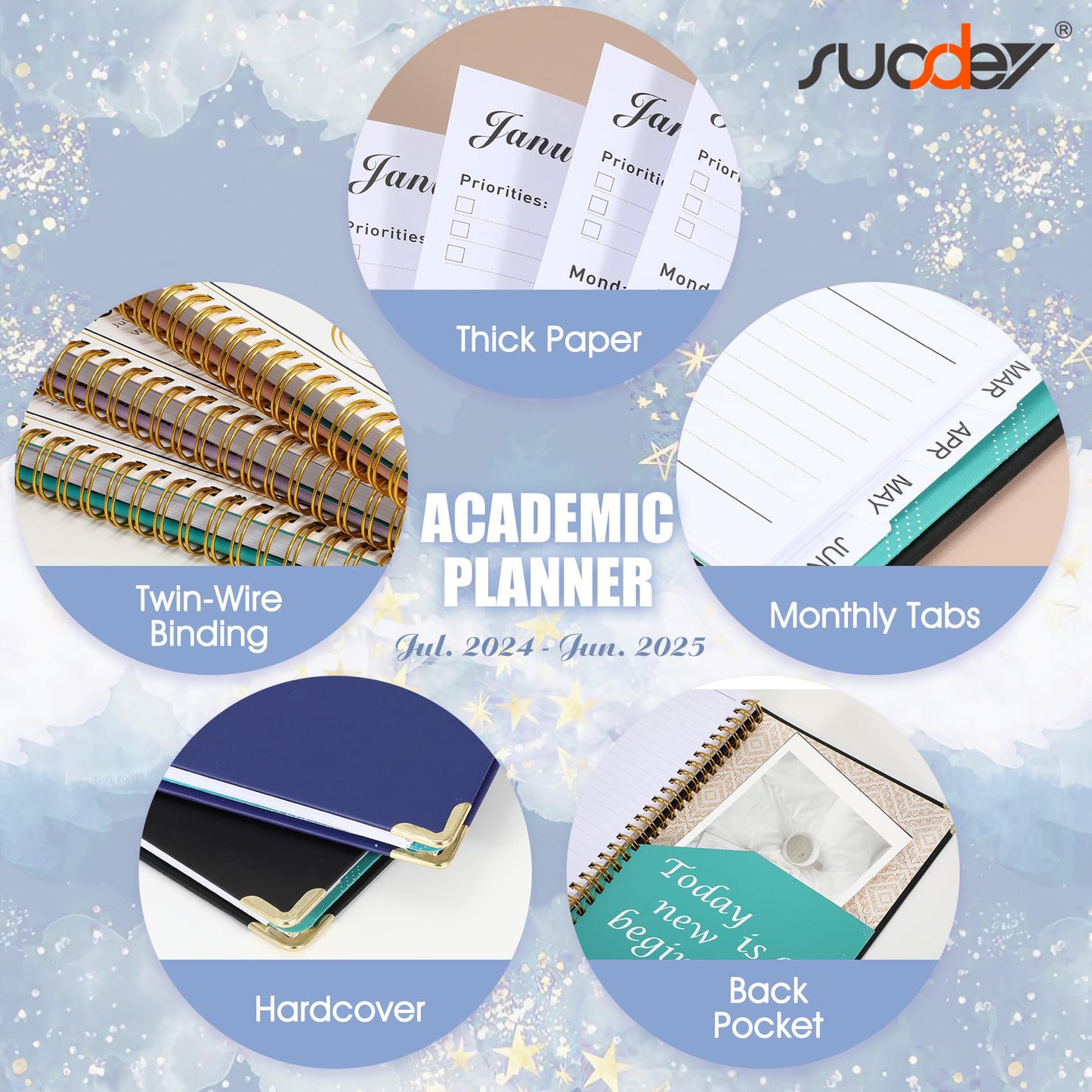 2024-2025 Academic Year Planner Calendar Notebook(JUL.2024-JUN.2025,6.3"x8.5"),Daily Weekly Monthly Agenda Planner for School Teacher Student