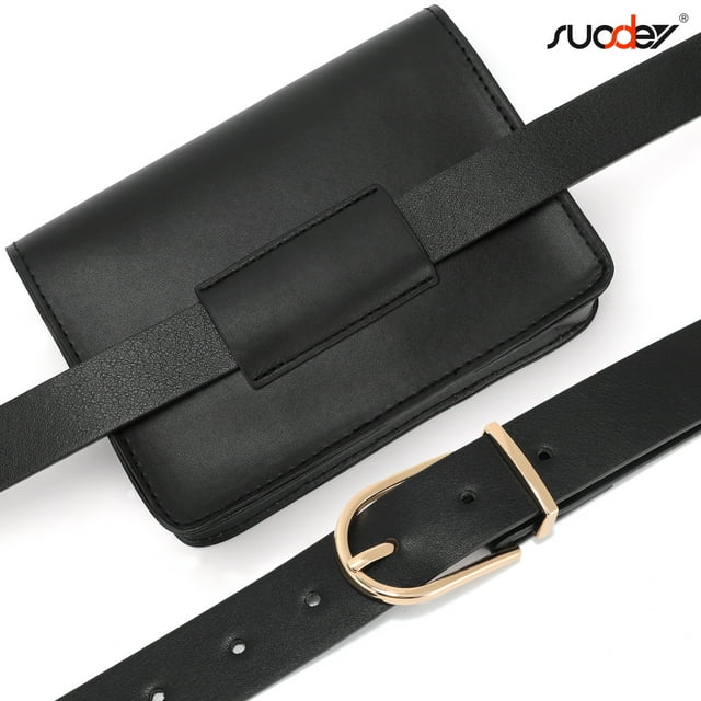 SUOSDEY Women's PU Leather Waist Belt Fanny Pack Waist Bag with Removable Belt Bag