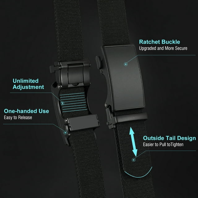 SUOSDEY 2Pack Men's Nylon Belt with Plastic Buckle for Outdoor Work and Activities