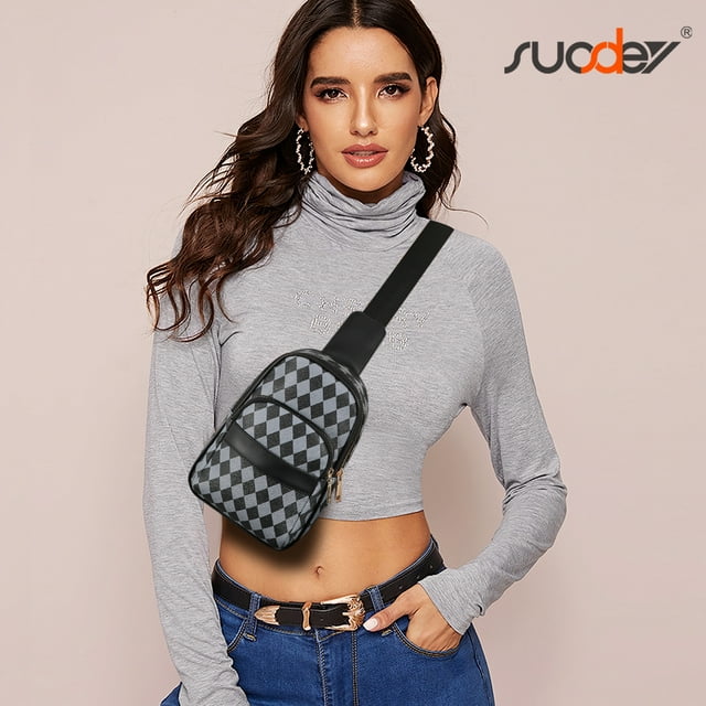 SUOSDEY Sling Bag for Women Fashionable Small Crossbody Checkered Belt Shoulder Backpack Christmas Gifts
