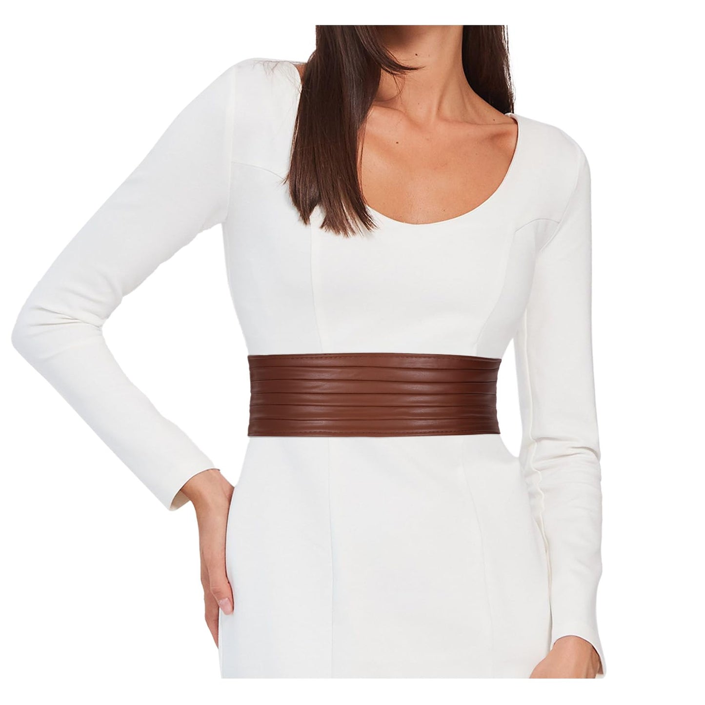 SUOSDEY Women Wide Elastic Belts for Dresses Stretchy Braided Leather Belt