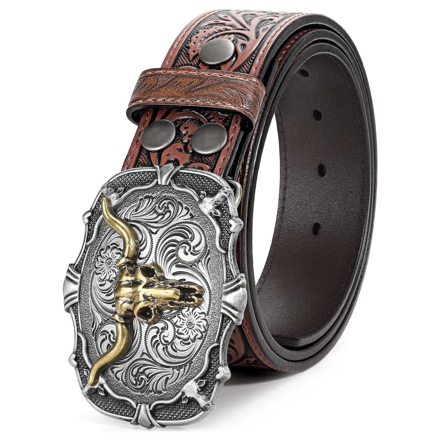 SUOSDEY Men Western Leather Belts for Women,Cowboy Cowgirl Embossed Belts for Jeans Christmas Gifts