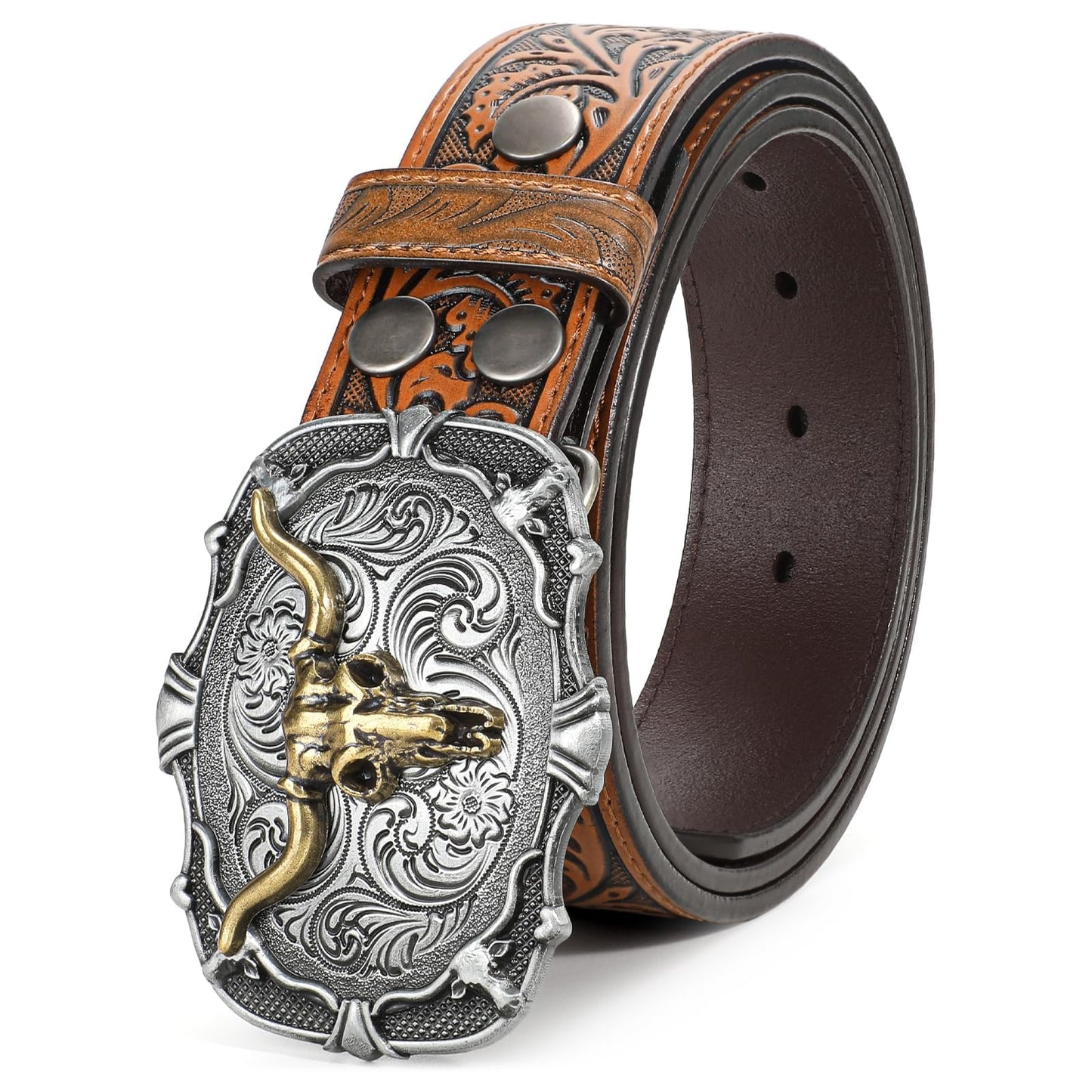SUOSDEY Men Western Leather Belts for Women,Cowboy Cowgirl Embossed Belts for Jeans Christmas Gifts