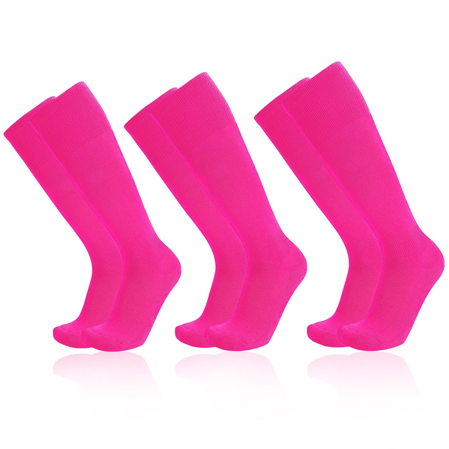 SUOSDEY 3 Pairs Baseball Softball Socks for Boys Girls,Knee-High Compression Socks for Kid Children