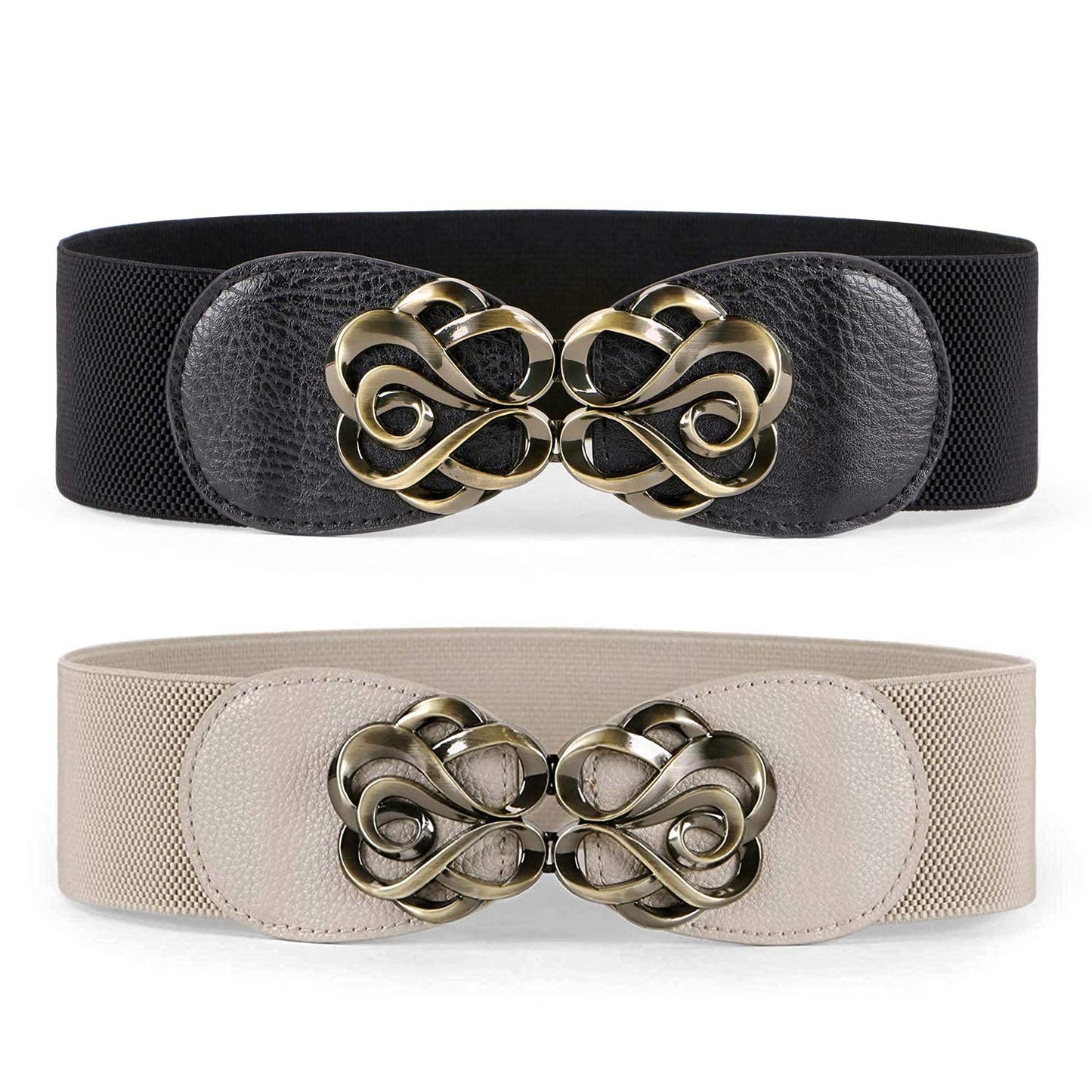 SUOSDEY Women Stretchy Belts Ladies Elastic Wide Waist Belts for Dresses 2 Pack