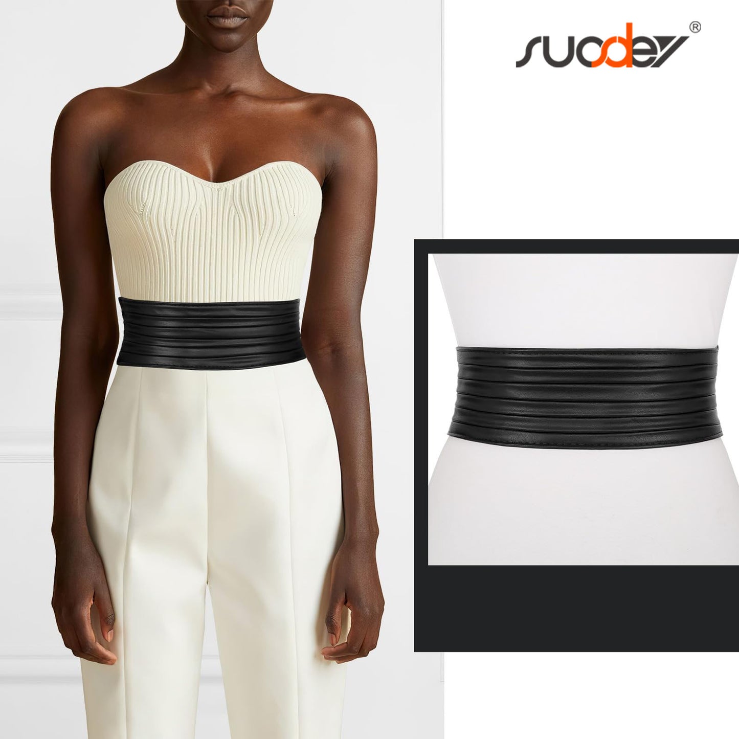 SUOSDEY Women Wide Elastic Belts for Dresses Stretchy Braided Leather Belt