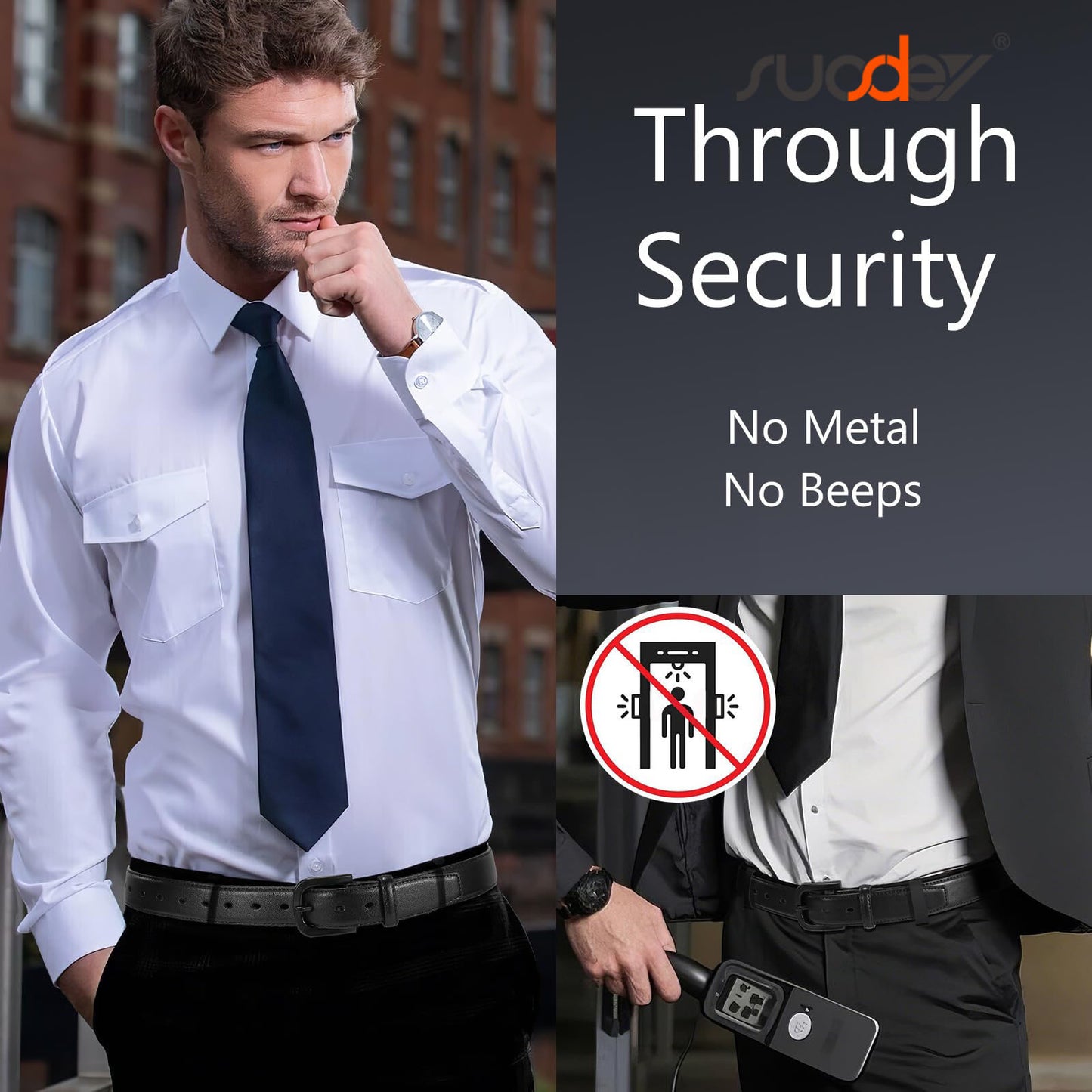 SUOSDEY Nickle Free Leather Belts for Men Coffee Belts for Jeans with Plastic Buckle