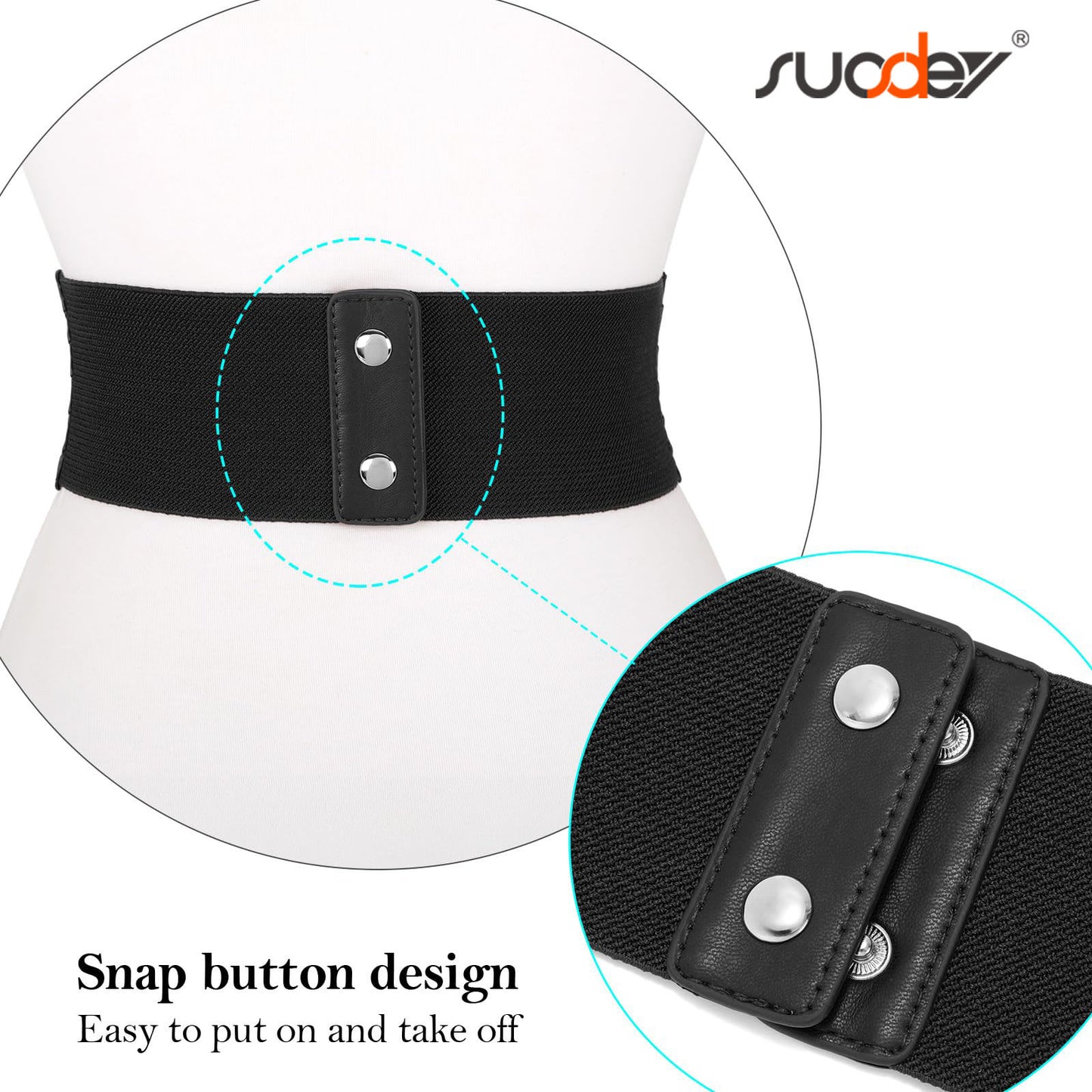 SUOSDEY Women Wide Elastic Belts for Dresses Stretchy Braided Leather Belt