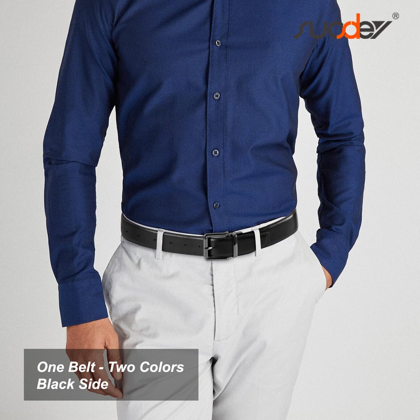 SUOSDEY Men's Belt, Reversible Leather Belts for Men Dress Belts,One Reverse For 2 Sides Casual Belt
