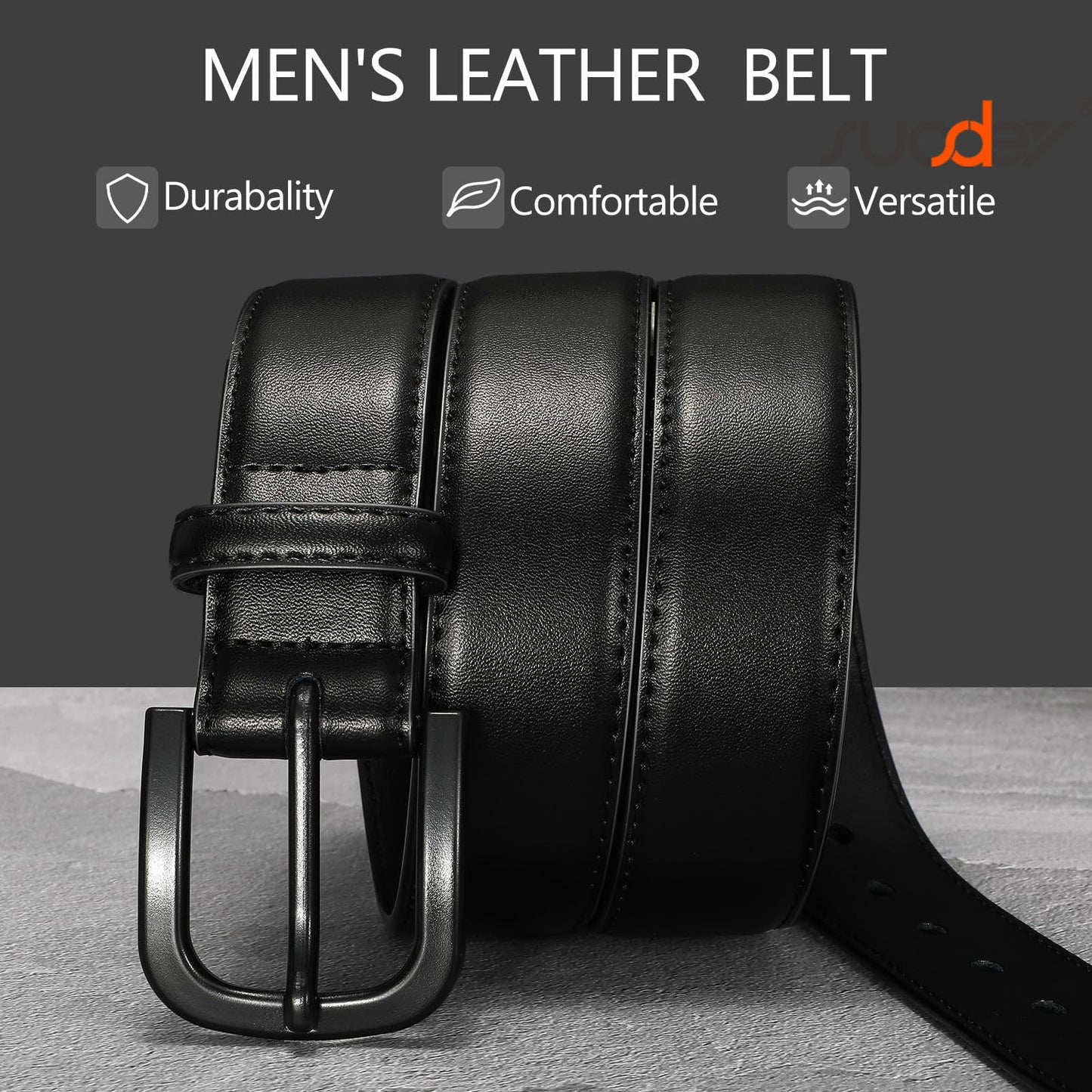 SUOSDEY Nickle Free Leather Belts for Men Coffee Belts for Jeans with Plastic Buckle