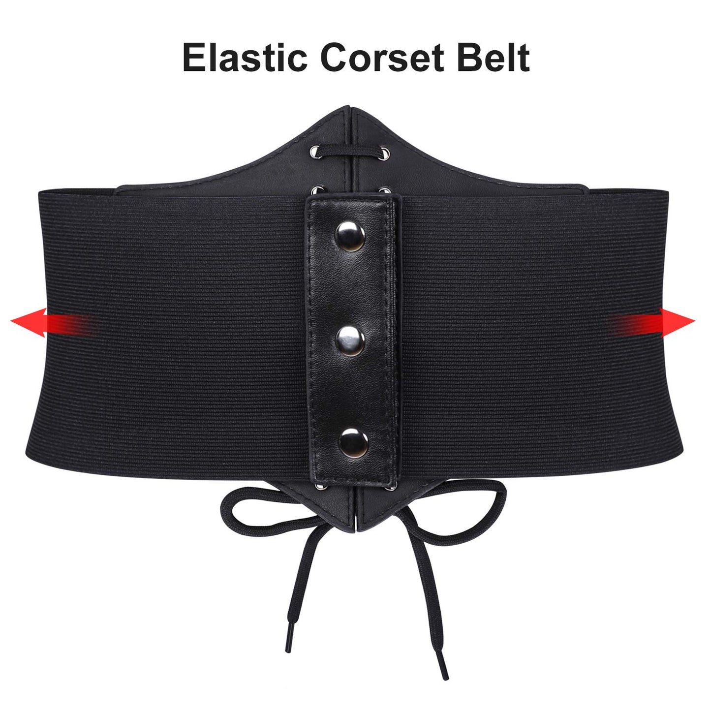 SUOSDEY Black Corset Belt for Women, Vintage Lace-up Elastic Waist Belt, Tied Waspie Wide Belt for Dresses