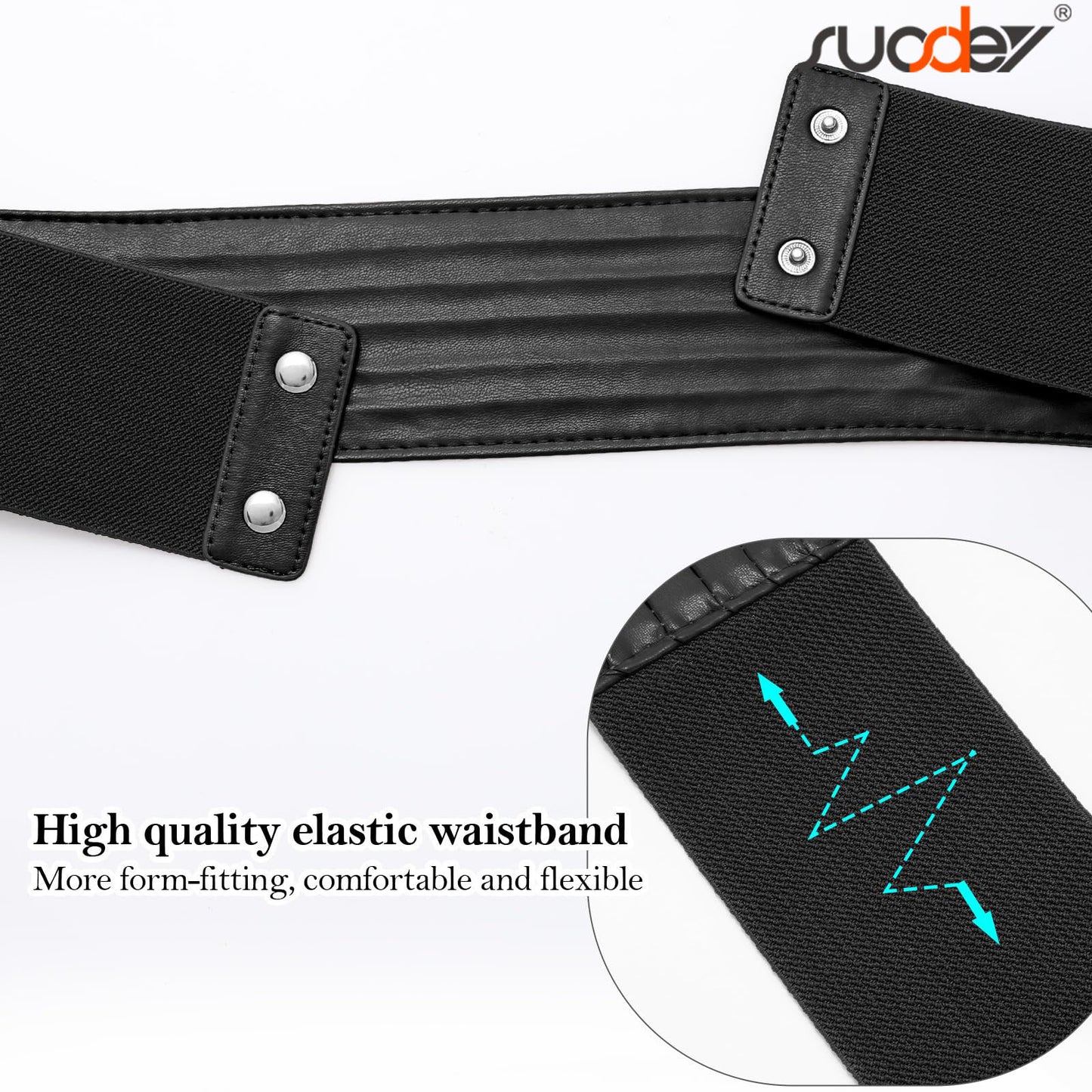 SUOSDEY Women Wide Elastic Belts for Dresses Stretchy Braided Leather Belt